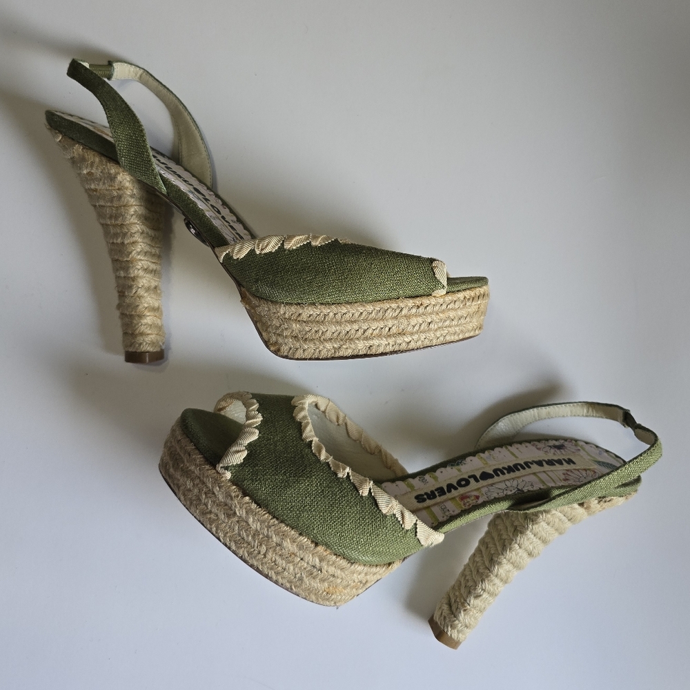 👡 Harajuku Lovers Green Sandal Heels